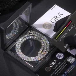 Пропуск бриллиантового тестера Moissanite Браслет ожерелье теннисной цепь хип -хоп колье модные украшения 5 мм VV