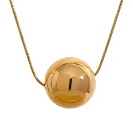 Minimalista 20 mm in acciaio inossidabile in acciaio rotondo a sfera a sospensione collana elegante 18k oro ruggine arrugginita gioielli