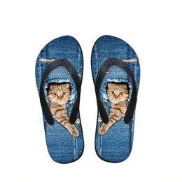 Pet personalizzati simpatici da gatto in jeans cingolette Sliponi Summer Beach Flip Flip Fashion Girls Girls Cowboy Blue Sand 531