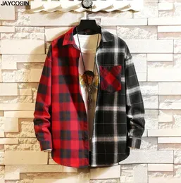 Men039s Casual Shirts KLV 2021 Spring Summer Long Sleeve Patchwork Turndown Collar Plaid Top Blouse Shirt 12194027821