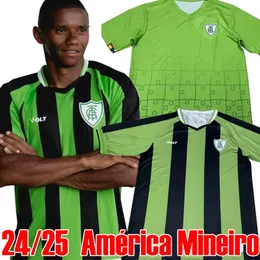 24 25 Amerika Mineiro Futbol Forması Fabinho Juninho Azevedo Özel Baskı Yeşil Erkekler Kısa Kollu Üniformalar Futbol Gömlek