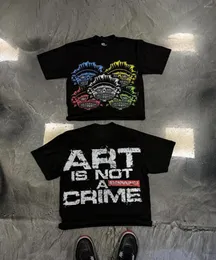 Męskie koszule T -Owear koszulka Zwycięska kreskówkowa graficzna graficzna grafika Czerwony krótki rękaw Harajuku retro załoga szyja hip -hop Goth