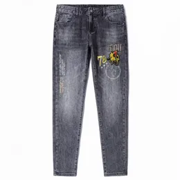 Philipe Plein Herren Jeans Luxusmarke Mode Original Design Hip Hop Rock Moto Long Hosen Schädel Klassische hochwertige Loch Stretch bequeme Jean Casual Clothes