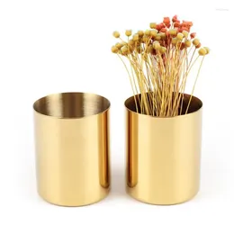 Vases Golden Round Penholder Flower Vase Arrangement Stainless Steel