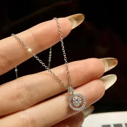 KNB Glittering 05CT Round Certified Diamond Engagement Necklace For Women Real 925 Sterling Silver Luxury Jewelry 240515