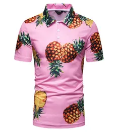 Hawaiian Polo Shirts For Mens Summer Polos Pineapple Print Short Sleeve Tops Tees New Fahsion M L XL XXL1759456