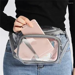 Bolsas de armazenamento PVC Women Women Women Fanny Pack Belt Bum Hip Bum Clear transparente bolsa de peito Drifting celular