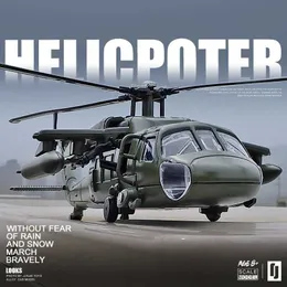 Aircraft Modle 1/64 Scale Black Hawk UH-60 Almopter Helikopter Die Cast Model Fighter Jet Wojskowy Symulator Lot Aircraft Symulator Childrens Lekka zabawka S2452089
