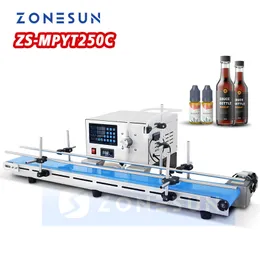 ZONESUN Automatic Liquid Bottle Filling Machine Juice Filler Magnetic Pump Conveyor Small Scale Production ZS-MPYT250C