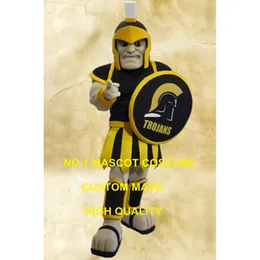 Siyah Truva Maskotu Spartan Şövalye Savaşçı Kostüm Yetişkin Anime Okul Koleji Spor Karnavalı için Süslü Elbise 2088 Maskot Kostümleri