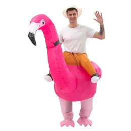 1 st roliga uppblåsbara flamingodräktar spränger flamingodräkt för Halloween Cosplay Party
