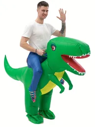 Costume di dinosauro divertente per adulti Blow Up Halloween Party Ride su un dino T-Rex gonfiabile