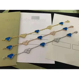 Женщины -браслет -браслет Clover Vanclef Classic Lucky Clover Blue Diamond Bracelet Bracelet Gold Lik