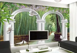 Sfondi Wallpapers personalizzato sfondi 3d in bambù giardino arco bianco sfondo bagno personalizzato personalizzato