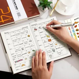 Aylık Haftalık Etiket Damgası Not Defteri 2024 Gündem Planlama Günlüğü Takvimi Defter 5 Planlayıcı ve Stickers Sketchbook