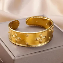 Pulseira de pulseira transversal pulseira para mulheres aço inoxidável ouro banhado de luxo pulseiras 2024 jóias pulseras mujer