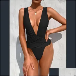 Women'S Swimwear Womens Bikini Plus Size Women Bathing Suit Push Up Swimsuit For Surf Bath 2022 Y One Piece Pure Color Spot Drop Deli Dhfdi