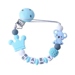 Napphållare klipp# koala silikon baby nappklipp personaliserat namn nappkedja baby tänder konsol tugga leksak dummy klipp d240521
