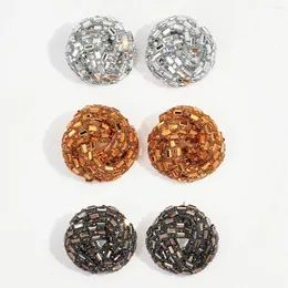 Orecchini per borchie Trendy Big Round Round Shiny Crystal Earrings for Women Girl Geometric Half Circle Gold/Silver Color Gioielli regalo