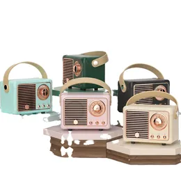 Retro Mini Wireless Bluetooth Speaker Vintage Decor Cute Old Fashion Style Stereo Bass Hands Speakers for Kitchen Desk Bedroom Office Party Outdoor