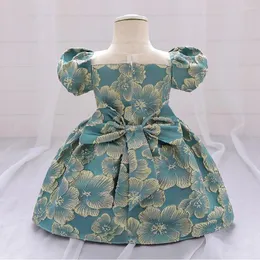 Mädchenkleider Mqatz Baby Kleidung Sommerkleidung Kinder Taufe Prinzessin Grüne Blumenkugel Kleid Kleinkind Party Kinder Taufe geboren