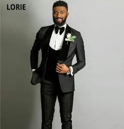 Men Suits and Blazers LORIE Black Mens Wedding Tuxedo Groom Velvet Shawl Lapel Man Blazer Prom Party 3Piece Groomsmen Suit Custom 2968662