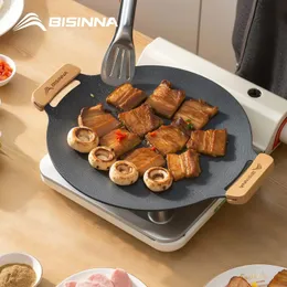 Bisinna 34 cm utomhus BBQ GRILL PAN NON STICK STOVETOP BAKING TRAY KOREAN REATIG GRILL PLATE CAMPING UTRUSTNING 240518