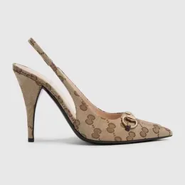 Ponto Points Slingbacks bombas sapatos de planície Horsebit fivela estiletto sandálias de 10,5 cm de salto alto sandálias de luxo de luxo tamanhos de vestido de luxo tamanhos 35-42 com caixa