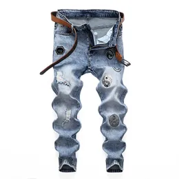 Philipe Plein Men's Jeans Luxury Moda Design Original Design Hip Hop Rock Moto Motão Long Pants Skull clássico de alta qualidade Skinny confortável