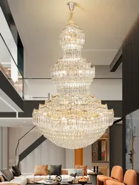 American Large Crystal Chandeliers Lights Freenctle Modern Big Luxurier Chandelier Europeu Home Villa Hall Lobby Hotel Hotor Holding Lâmpada Decoração de Iluminação Interior