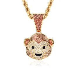 Anhänger Halsketten neuer Affeanhänger mit echtem gold elektropliertem Kupfer und Zirkon -Set personalisierten Herrenkabellern Zodiac Monkey Halskette E59W