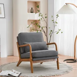 ZK20 Oak Armrest Oak klädda enstaka loungestolar inomhus loungestol mörkgrå