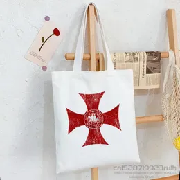 Sacchetti per i cavalieri medievali sacchetti templari shopper eco tela cotton bolsas de tela acquisti scoraggianti riutilizzabili sacolas