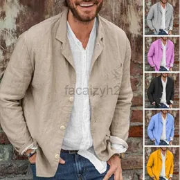 Men's Plus Tees Polos Cotton Linen Suit de capa de terno