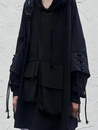 Men S Bluzy Bluzy Pfnw TechWear Black Hooded Goth Darkwear Gothic Ubranie Punk Ubranie Japońskie streetwear Hip Hop 2209149445784
