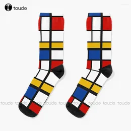 Women Socks de Stijl #1 (Mondrian Inspired) Симпатичная для персонализированного пользовательского унисекс взрослой молодеж