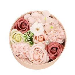 Other Festive & Party Supplies Scented Soap Rose Artificial Fragrant Petals Flower Round Shaped Gift Box Wedding Decor Valentine Day F Dhjpt