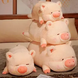 Stuffed Plush Animals 40/50/60cm Pink Skin Piggy Doll Stuffed Lovely Lying Hairy Pig Plush Toy Pillow Love Valentines Day Children Birthday Present Q240521