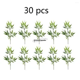 Flores decorativas 30pcs 3d Artificial Bamboo Folhas Ramo de 33cm Ramigs Estilo de Country Decoração de Ornamento Festa de Casamento de Natal