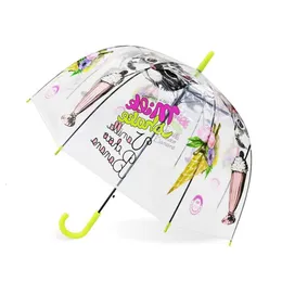 Safebet Kids Ice Cream Transparente Cartoon Criando Crianças Umbrella Apollo Semi Automatic Umbrellas L2405