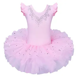 Baohulu Girls Ballet Tutu Tulle Abito senza maniche Gymnastics Leotard Diamond Pink Pattern Ballet Leotard for Girl Ballerina 240515