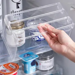 Küche Aufbewahrung Kühlschrank Organisatoren Rack Kühlschrank geschichtete Separatorregale transparent Desktop Ständer sparen Raumzubehör