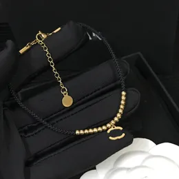 Desinger Black Rope Beads Chain Brand Brand Lettere Double Letter Anklets for Women Summer in acciaio inossidabile Accessori per la moda Gambi di moda Regalo 20+5 cm Modificabile