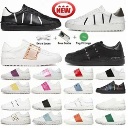 Öppna män designer skor sneakers kvinnor tränare vitt svart band för förändring grön gul logotyp berömd paris läder platt casual sko