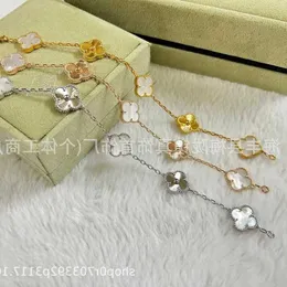 Bracelete de luxo de jóias de designer Cadeia de ligação VANCA caleidoscópio 18K Van Clover Bracelet com cristais brilhantes e diamantes perfeitos para mulheres meninas d08u
