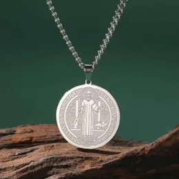 Католический святой Бенедикт Медальон Подвесной Ожерелье Мужчины Женщины из нержавеющей стали Сан -Бенито Королчаны Кокерские ювелирные изделия.