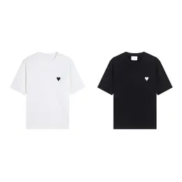 2024 Amis T-Shirt Frankreich Mode neue Liebe Schwarz-Weiß-bestickte T-Shirt Pure Cotton Kurzärmele T-Shirts gleicher Stil für Männer und Frauen Paare