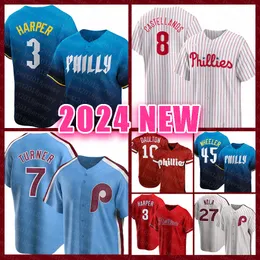 Męskie Nick Castellanos Baseball Jerseys Trea Turner Philadelphia Bryce J.T. Realmuto Harper Phillies Jose Alvarado Zack Wheeler Bryson Stott Bryson Marsh Aaron Nola