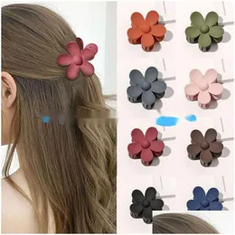Hårtillbehör Autumn Small Flower Shaped Clips for Women Plastic Hairpins Kids Frosted Crab Claw Clip Barrette Drop Delivery Produ DHDP2 SSS
