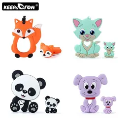 Teethers Toys 2 pieces/set baby braces silicone teeth koala dog cat silicone beads DIY pacifier chain teeth toy Perle silicone baby products S52112